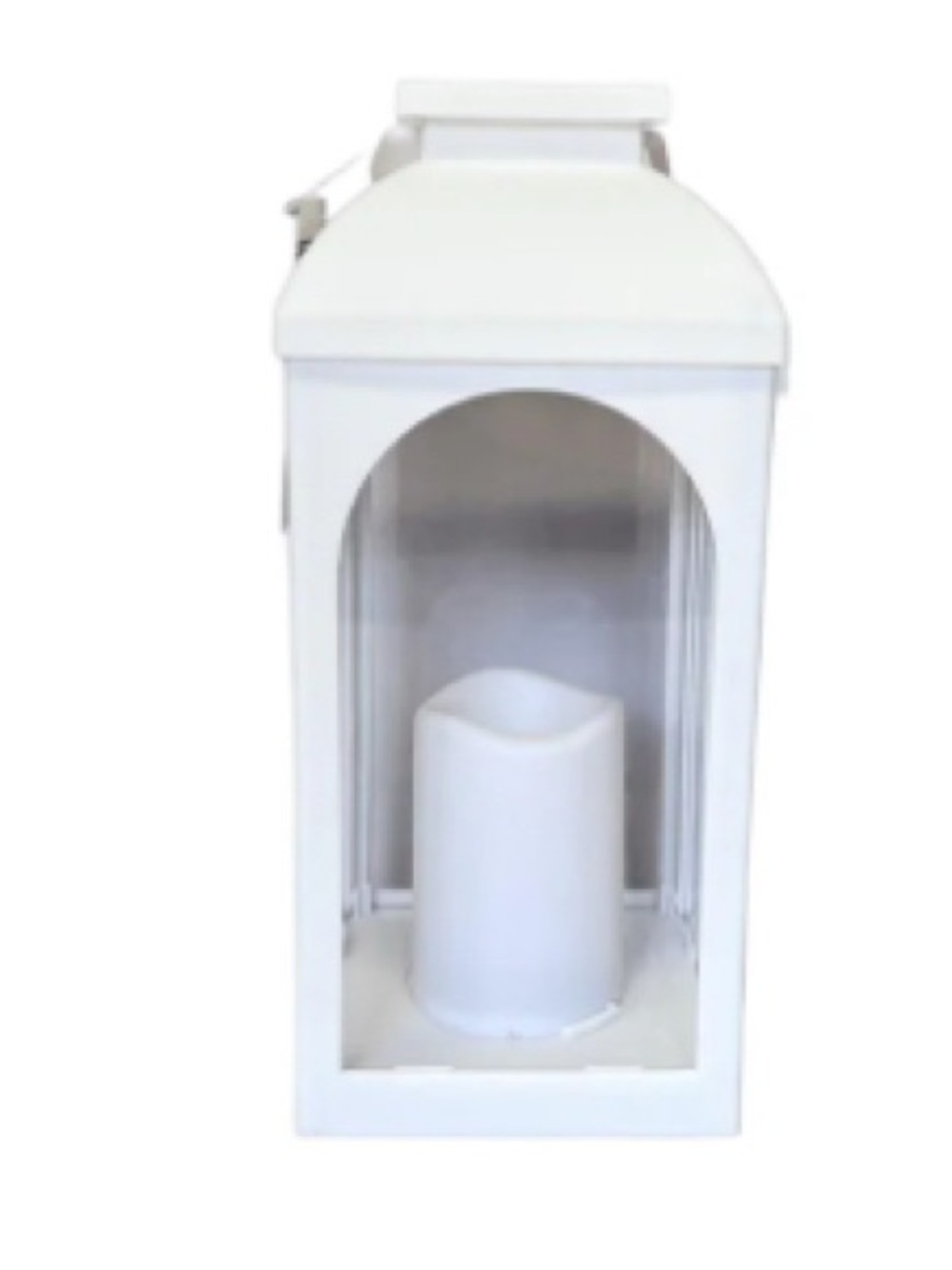 White Decorative Lantern with Solar Candle - Home Accents